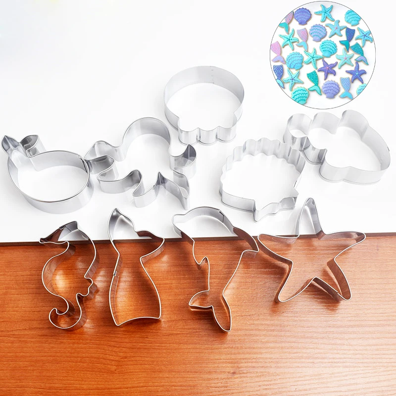

Stainless Steel Sea Shell Starfish Cookie Cutter Cake Decorating Fondant Cutters Tool Cookies Stamps Biscoito Mold Baking Tool