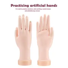 Modèle de main de pratique des ongles Flexible mobile Silicone prothétique doux faux mains pour la formation d'art des ongles modèle d'affichage outil de manucure(China)