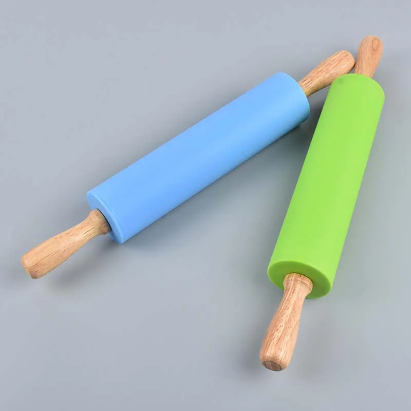 Антипригарная деревянная ручка силикон роликовый валик для теста муки кухонные