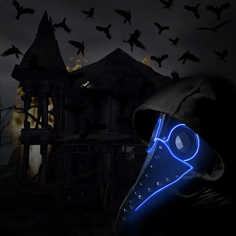 Светодиодный Хэллоуин чума Ретро среднего возраста паровой клюв врачебная маска светодиодный птичий рот маска Хэллоуин праздничные вечерние принадлежности для косплея