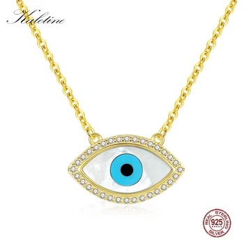

KALETINE Turkish Evil Eye Necklace Women Charms Real 925 Sterling Silver Natural MOP Shell Statement Necklace Gold Chain Jewelry