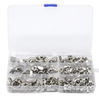 

98Pcs Wing Nut Assortment Kit M3 M4 M5 M6 M8 M10 M12 Stainless Steel Wing Nuts Butterfly Nuts for Drum Bicycle