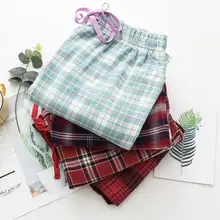 Осень зима Домашняя одежда Женская Повседневная Пижама клетчатая Нижняя Дамская длинная ночная рубашка женские брюки из хлопка XL