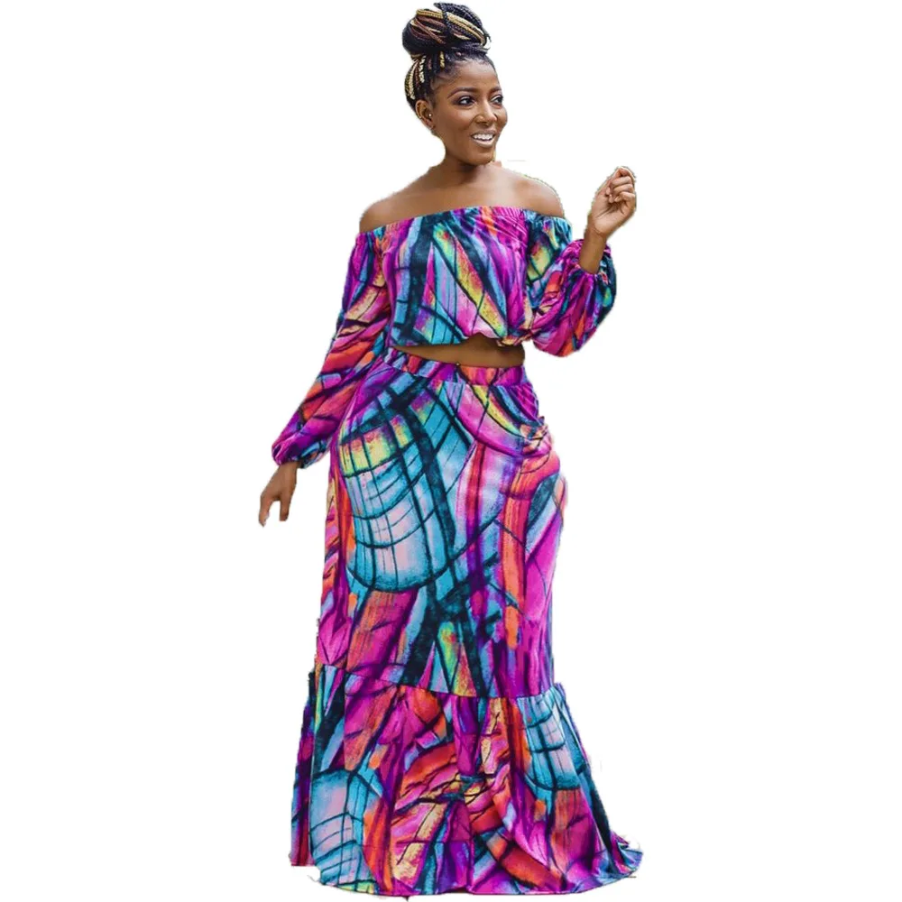 

African Clothing for Women 2020 New Ankara Style African Clothes Dashiki Print Top Skirt Fashion Party Robe Africaine Clothing