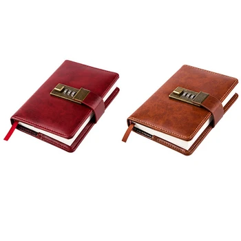 

A7 Retro Pocket Notebook Journal Program Agenda Diary Book Password Lock Office Supplies Student Creative Stationery