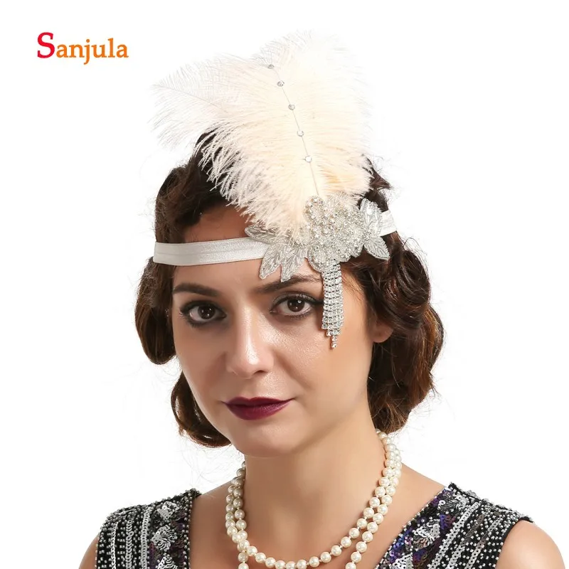 Индийский, цыганский женский головной убор 1920s винтажный головной убор с Featehrs женские Fanscinators вечерние головные уборы Свадебные аксессуары для волос BQ010