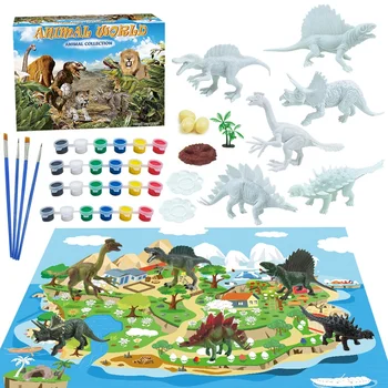 

42Pcs Diy Painted Dinosaur White Blank Model Hand Painting Dinosaur Graffiti Children Toys