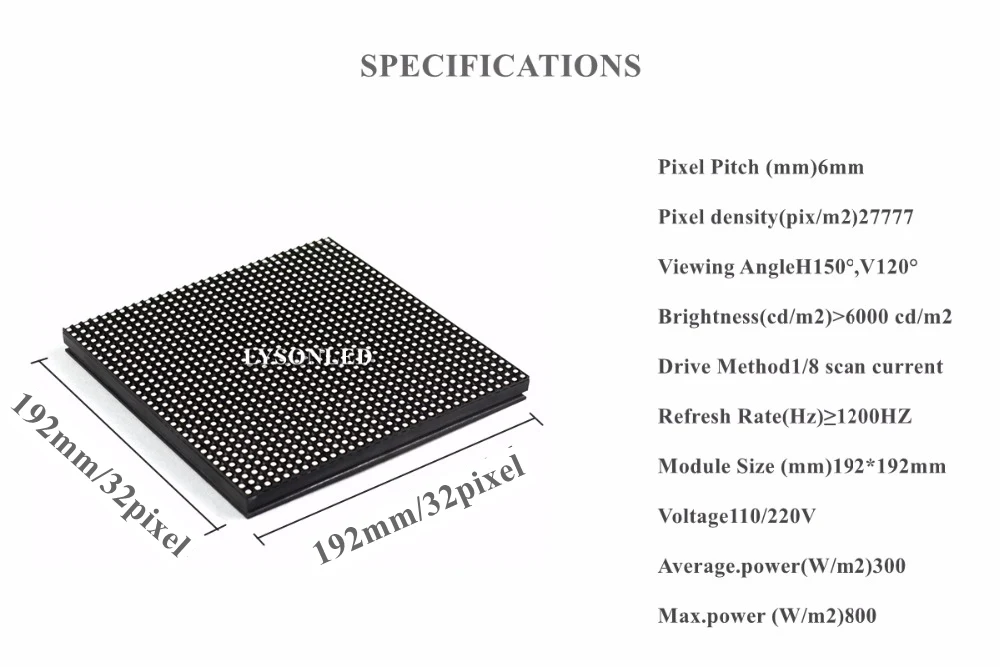 LYSON СВЕТОДИОДНЫЙ P6 наружный Smd RGB светодиодный модуль дисплея 192x192 мм, 32x32 пикселей наружный P6 бизнес рекламный полноцветный светодиодный дисплей