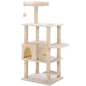 

Cat Tree House Natural Sisal Scratching Posts Cats Furnitrue 60x 50 X 146 Cm Solid Wear-resisting Pets Relaxing Gaming Center