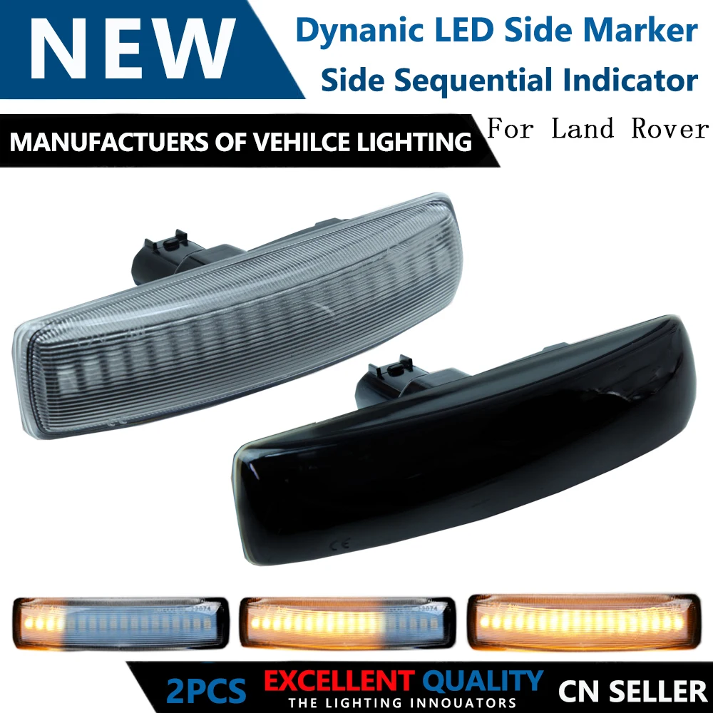 

2Pcs LED Turn Signal Dynamic Side Marker Lamp Repeater Indicator Light For Land Rover Freeland 2 Discovery 3 4 Rover Sport L320