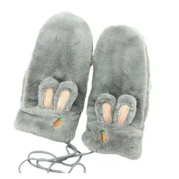 

Autumn Winter Women Thickening Imitation Cashmere Gloves Cartoon Mittens 35EF