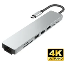 USB C концентратор тип C к HDMI 4K Ethernet USB 3,0 SD/TF кард-ридер USB-C питания для MacBook Pro DELL USB C 3,1 разветвитель