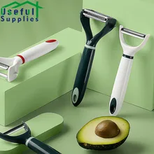 

Stainless Steel Vegetable Fruit Peeler Hanging Storage 120° Rotation Axis Long Handle Digging Cone Hole Design Kitchen Gadget