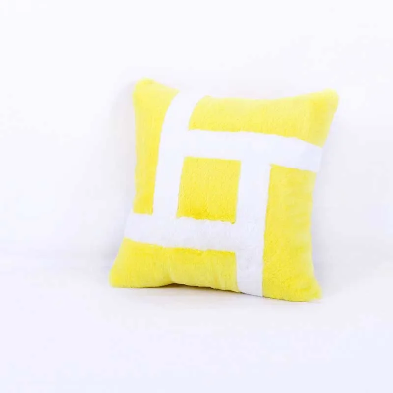yellow Имитация кроличьего меха диванная подушка короткая плюшевая подушка геометрический узор моющаяся подушка 40x40 см - Цвет: yellow