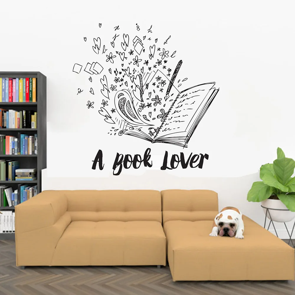 A Book Lover Wall Decal Education Art Bookstore Reading Room Library Interior Decor Lettering Mural Vinyl Window Stickers Q996 | Дом и сад