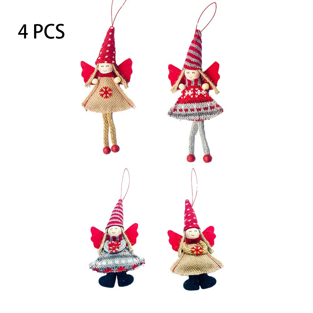

4Pcs Christmas Doll Home Xmas Tree Cute Angel New Year Pendant Hanging Kids Party Decoration Craft Lovely Toys Ornaments Gifts