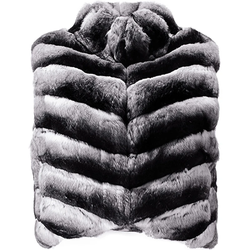 FURSARCAR  High Quality Natural Rex Rabbit Fur Vest Real Rabbit Fur Women Winter Jacket High Street Style Elegant Female Clothes