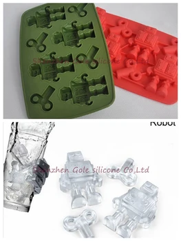 

300pcs Popsicle Molds Silicone Ice Tray Jelly Ice Cube Candy Robot Maker Molds For Ice Cream Random Color 20cm x12.5cm x1.8cm.