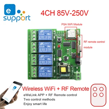 

eWeLink Smart Remote Control wireless Wifi Switch Module 4CH DC 7-32V 5V 32V RF Receiver 10A Relay For Alexa IFTTT