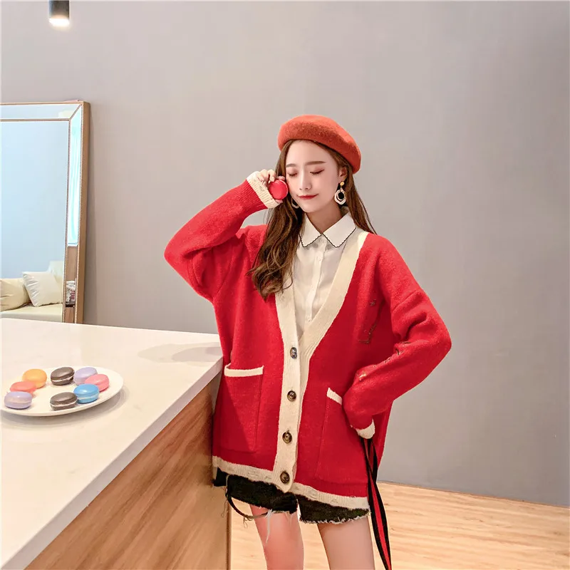 Зимний Корейский женский зимний Sueter Moda Sueter Cuello En V свитер для Женский вязаный свитер женская зимняя одежда
