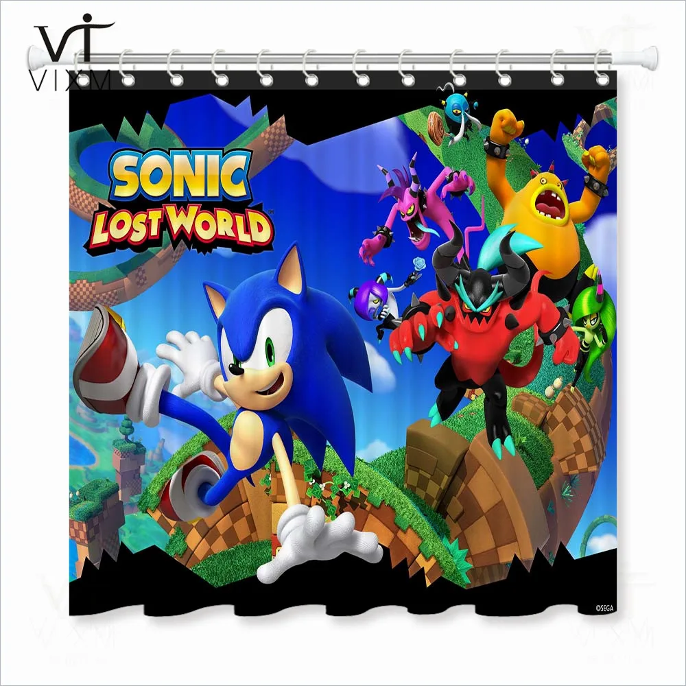 Vixm домашний видео игра мальчик занавески для душа Sonic Adventure ванная комната шторы Ванна купальный чехол с крючками - Цвет: 73647