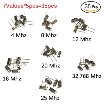 

hc-49s Crystal Oscillator electronic Kit resonator ceramic quartz resonator hc-49 DIP 7 kinds X 5pcs 32.768 4 8 12 16 20 25 MHZ