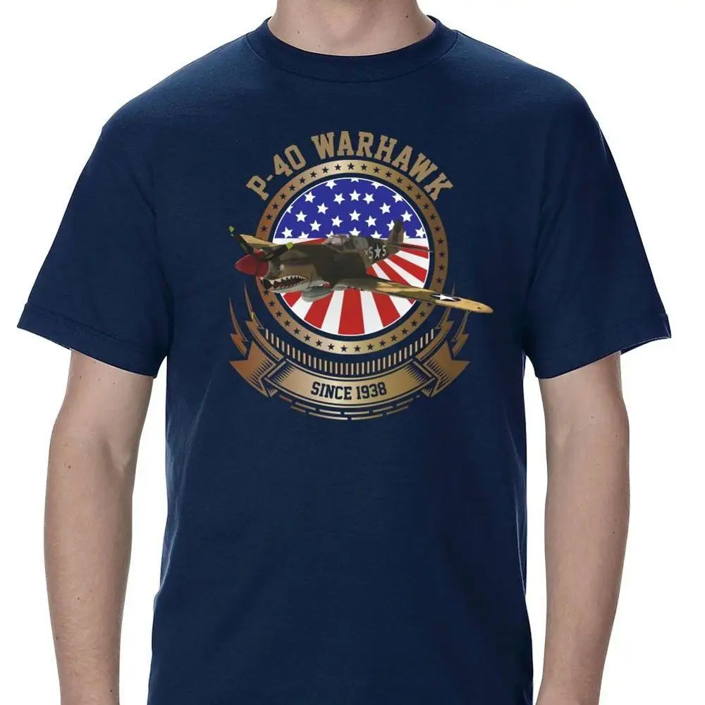 Hot Summer Clothing Cotton Men T Shirt High Quality World War 2 Usa P 40 Star And Stripes Warhawk Men'S Tops Tee Shirt