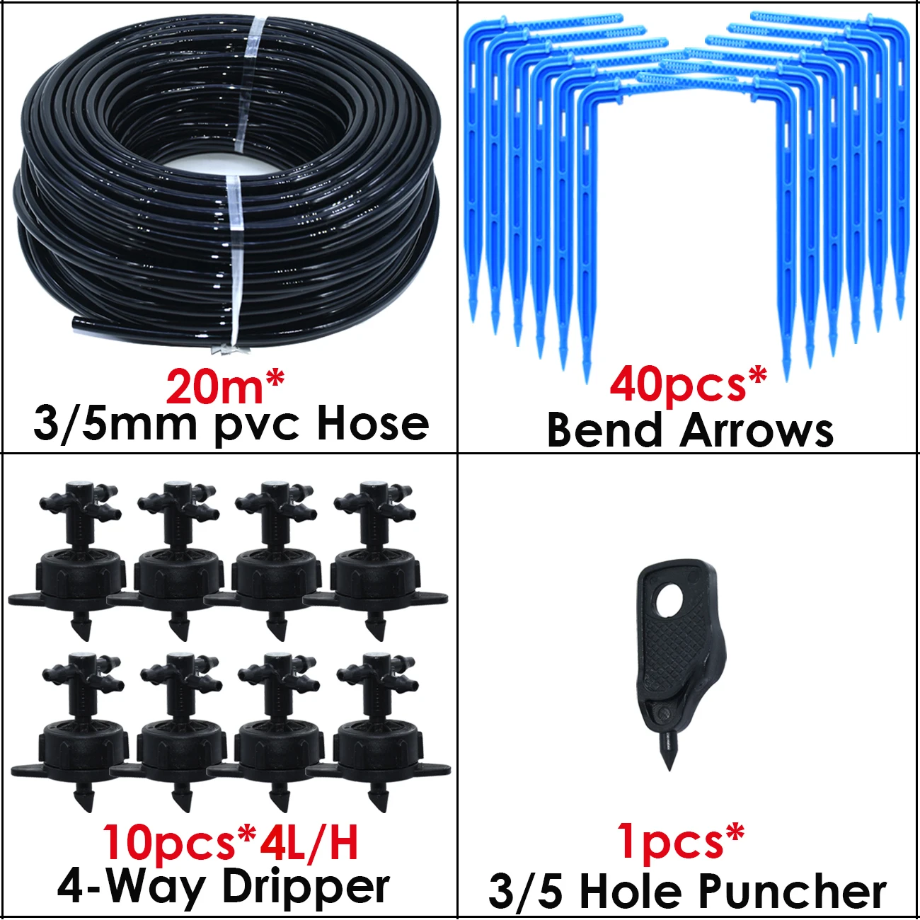 KESLA 5M-100M 4L 8L Pressure Compensation Emitter Watering Kit for Agriculture Greenhouse Drop Drip Irrigation System w Puncher