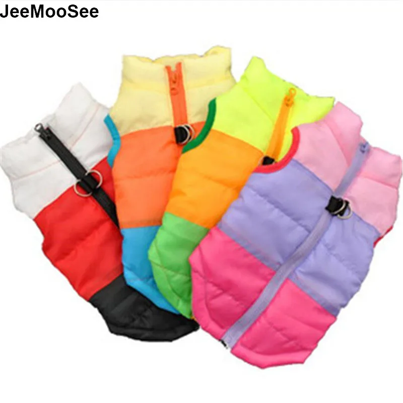 XS-XL Padded Vest Dog Jacket Coat Sweaters with Zipper Closure and Leash Ring Clothes for Dogs Products 23 JulyZ1 | Дом и сад