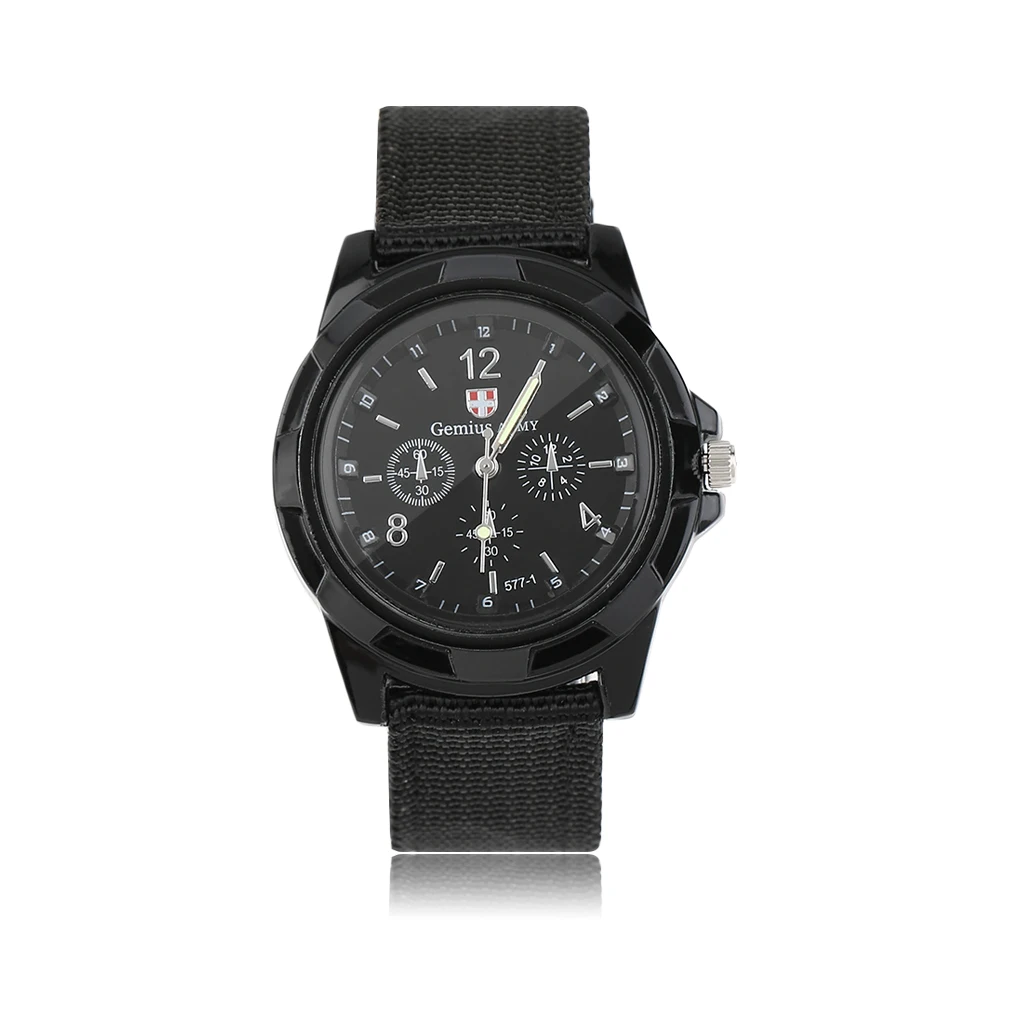 

Hot 1pcs Unisex Analog Men Luminous Quartz Wrist Watch Canvas Belt Army Military Sport Style Relogio