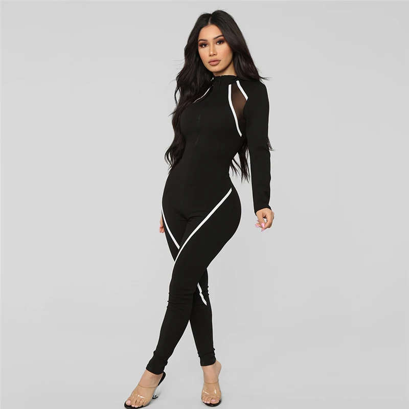 

Yoga Jumpsuit Women Long Sleeve Mesh Patchwork Workout Gym Clothing Fitness Leggings Pants Jumpsuit Sport Clothes Bodysuit