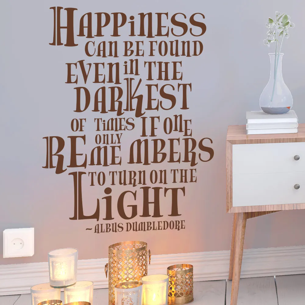 Magic Harry Dumbledore Happiness Can Be Found Wall Typographic Inspirational Wall Sticker Home Art Decal