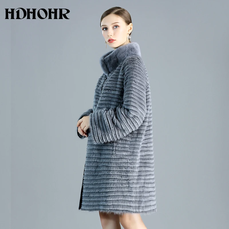 Новинка 2020 Женское пальто HDHOHR из натурального меха норки с двусторонней
