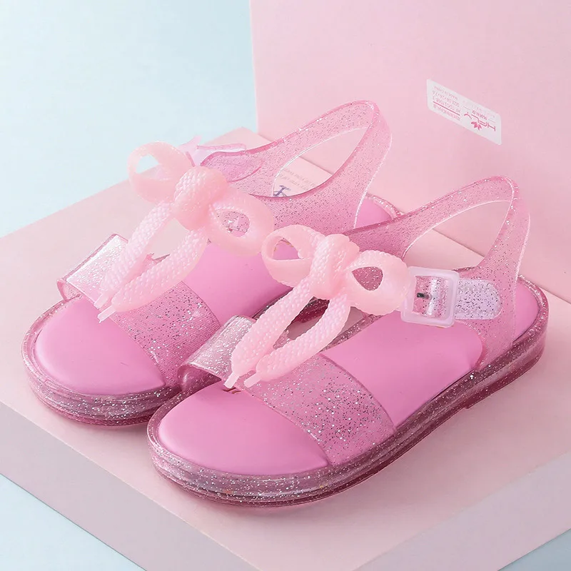 red Melissa/Обувь для девочек; сандалии; прозрачная мини-обувь для девочек; нескользящие пляжные сандалии для детей; светодиодный мигающий свет; детская обувь - Цвет: red
