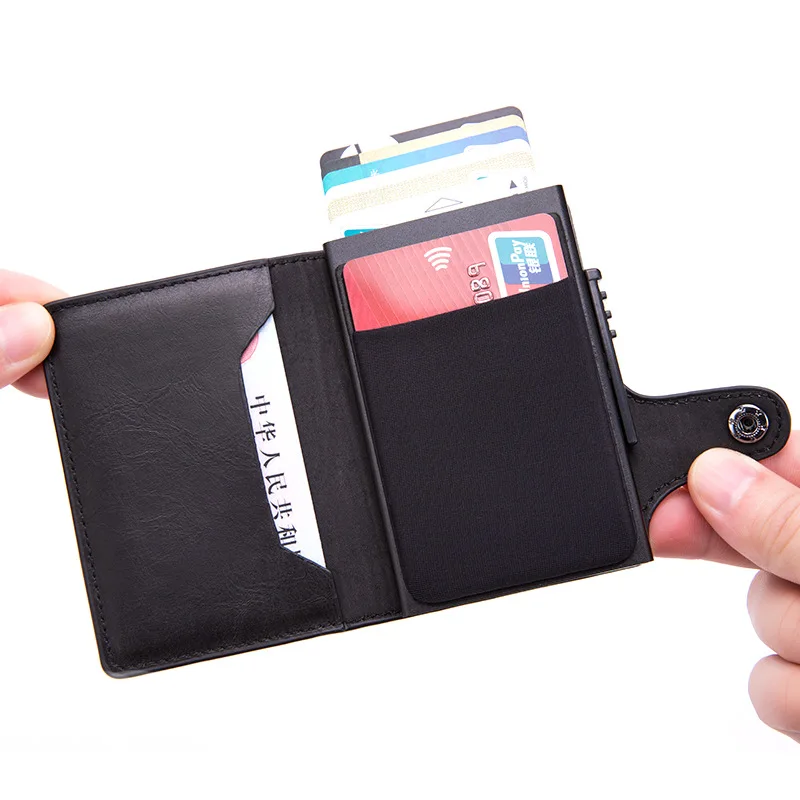 Новинка, автоматический всплывающий кошелек для карт, RFID, противоугонные, анти-магнитные держатели для кредитных карт, RFID Блокировка, защита для визиток Sm