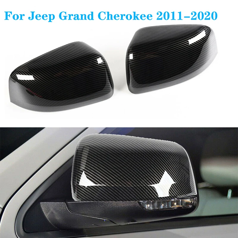 

For Jeep Grand Cherokee Car Rear View Mirror Cover Trim Rearview Mirror Caps Carbon Fiber Stickers 2011 2012 2013 2014 2015~2020