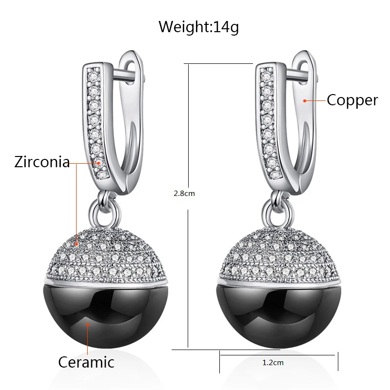MAIKALE роскошные черные белые керамические Висячие серьги для женщин золотые серебряные циркониевые Длинные вечерние Серьги Романтические подарки