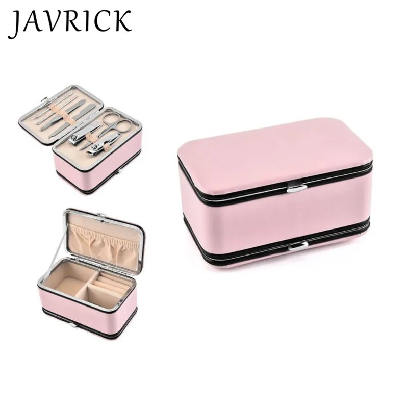 

Portable Jewelry Box Ring Stud Earrings Necklace Container Multi-function Jewellery Storage Case with Nail Trimming Tool Nails