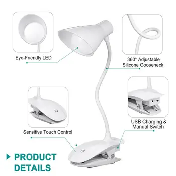 

Reading Lights USB Rechargeable Table Lamp with 3-Level Brightness for Eye Protection Night Reading