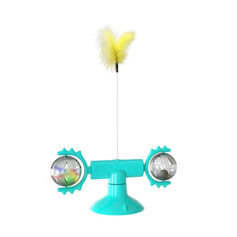 

Funny Tickle Cat Toy Whirling Windmill Catnip with Feather Interactive Puzzle R9JC