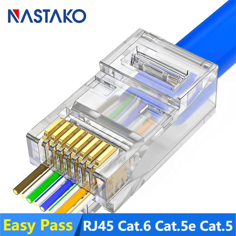 Einfach Rj45 Stecker Cat5 Cat5e Cat6 Stecker Netzwerk Kabel Modulare 8p8c Anschlusse Pass Durch Ez Buchsen Rj45 Connector Cat6 Utp Cablerj45 Jack Aliexpress