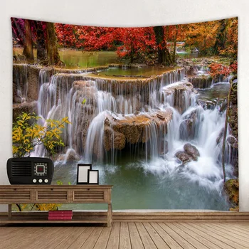 

Beautiful waterfall landscape printing large wall tapestry cheap hippie wall hanging bohemian wall tapestry mandala wall art dec