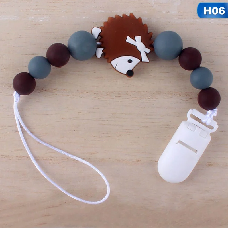Cute Cartoon Animal Infants Chew Toy Nipple Feeding Appease Baby Pacifier Chain Kids Boys Girls Anti-fall Clip Chains - Цвет: BB6147H06
