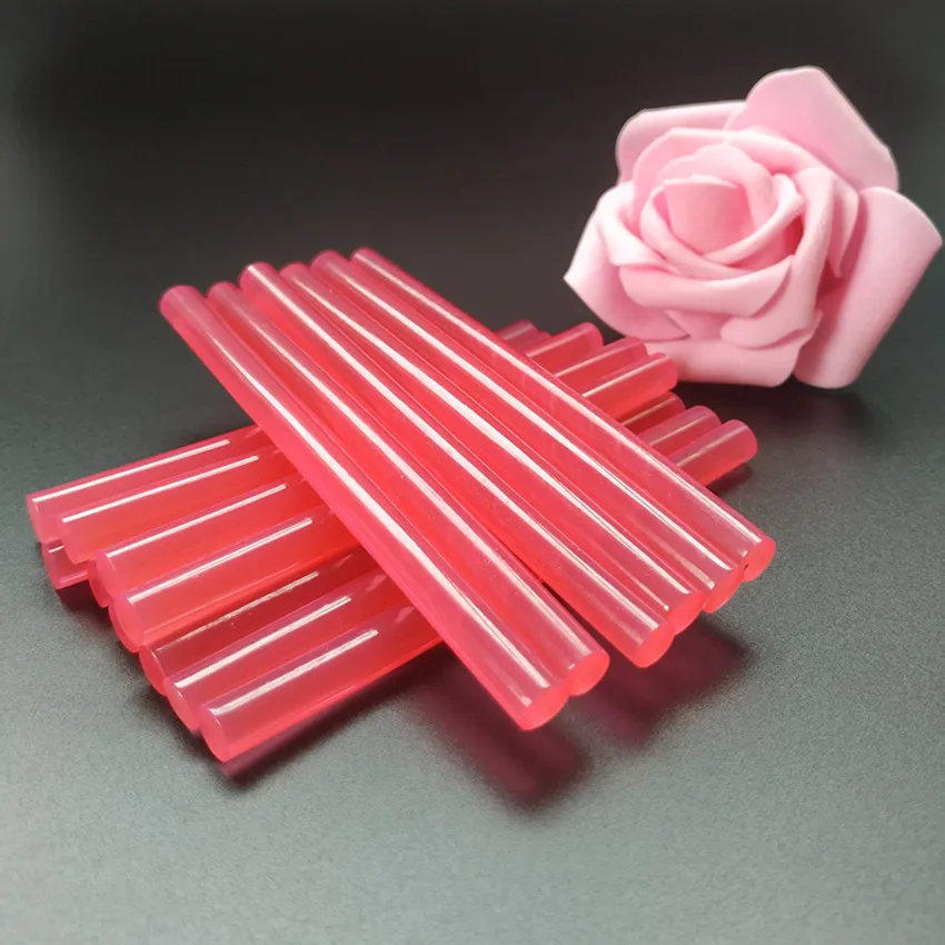 20Pcs Candy Colored Hot Melt Glue Stick Transparent Red Adhesive DIY Wax Holiday Gift Packaging Jewelry Production 7x100mm 10pcs 7 100mm vintage sealing wax colored glue stick melting envelope invitation stamp security packaging repair tool