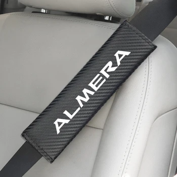 

2pcs/set Carbon fiber Seat belt Shoulder Pads covers emblems for Nissan ALMERA Teana Skyline Juke NOTE Qashqai Car-styling