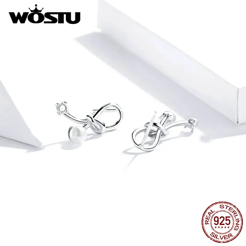 WOSTU подлинные 925 пробы серебряные серьги с простым дизайном в виде бабочки геометрические серьги для женщин CQE794