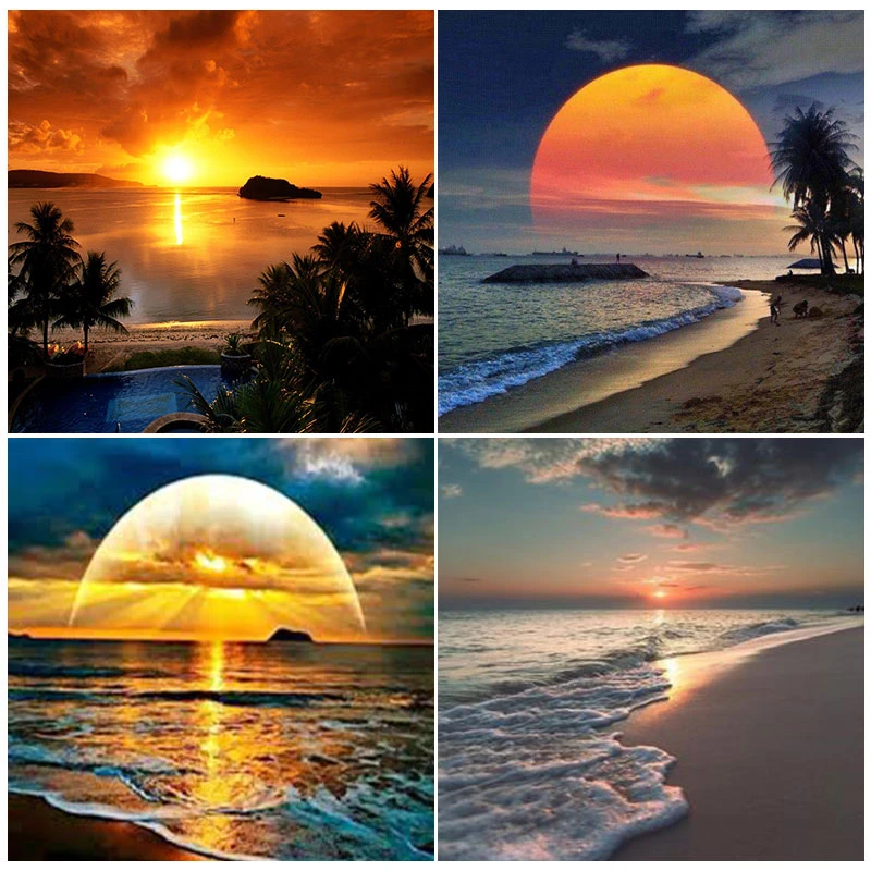 Diy Diamond Painting Sunset Photo Custom Full Drill Round Homefun Cross Stitch Diamond Mosaic Stitch 5d Diamond Embroidery Diamond Painting Cross Stitch Aliexpress