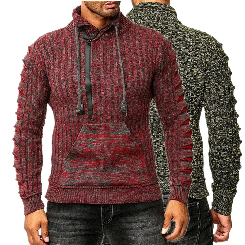 ZOGAA, мужской шерстяной свитер на молнии, пуловеры с длинным рукавом, свитер на полумолнии, джемпер, вязаная одежда, зимняя кашемировая верхняя одежда для мужчин