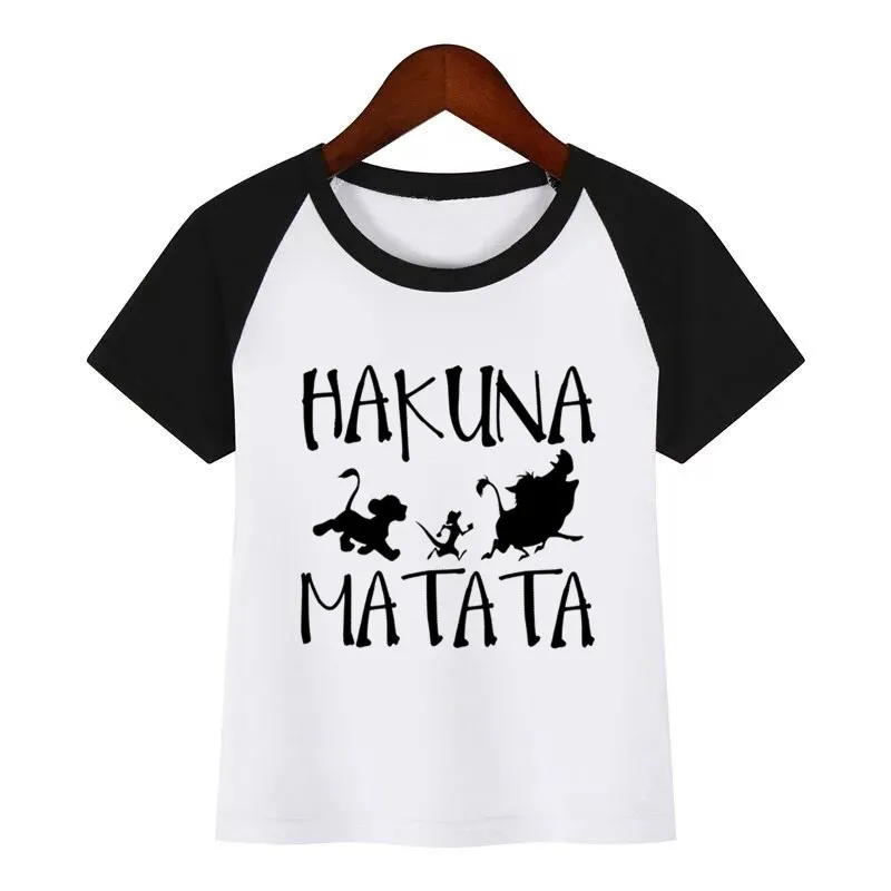 HAKUNA MATATA/футболка с принтом животных для мальчиков и девочек; детская забавная футболка с рисунком короля льва; детские летние топы с короткими рукавами; одежда для малышей - Цвет: K119F