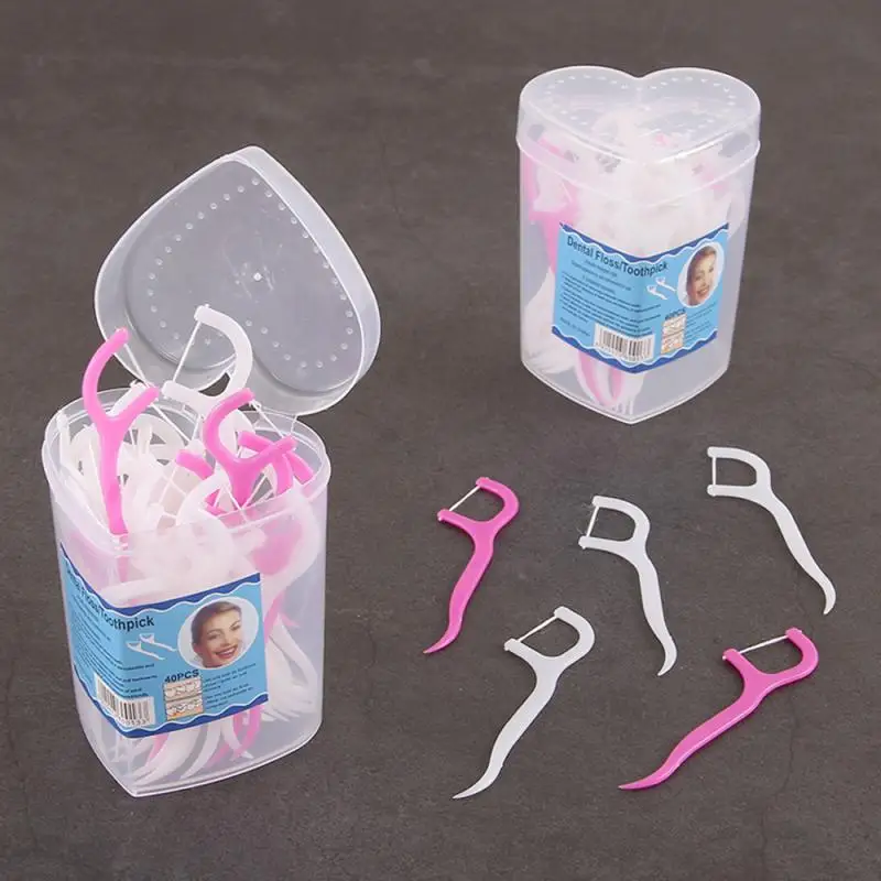 50pcs Disposable Floss Cleaning Tooth Stick Floss Pick Toothpicks